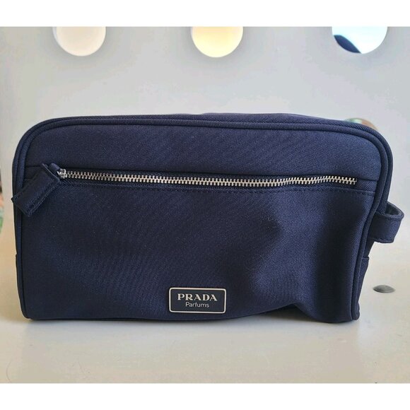 Prada Parfums Bag Toiletry Case Cosmetic Travel Pouch Blue - Picture 2 of 10